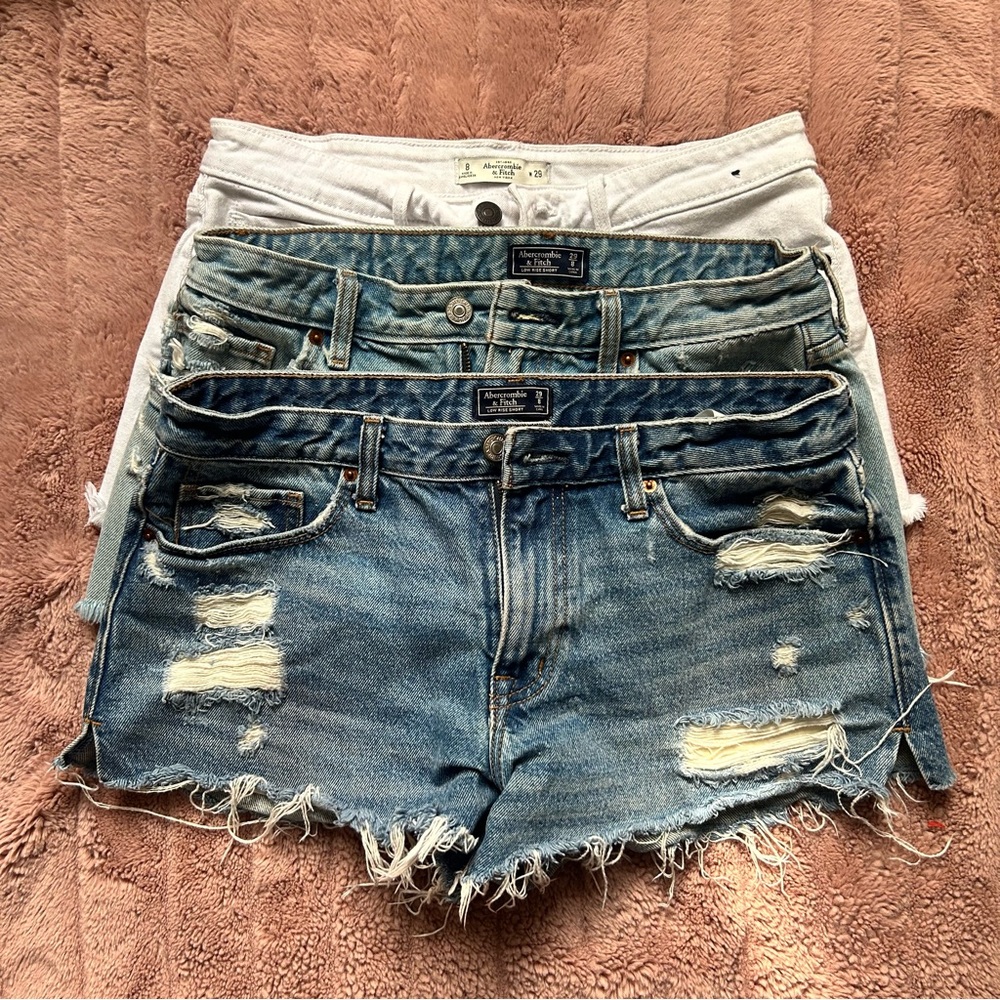 3 Pairs of Abercrombie & Fitch Blue and White Jean Shorts